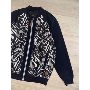 A. Tiziano Woven Jacquard Bomber Jacket Navy Men's Size Medium Designer‎ Causal